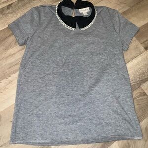 Maison Jules Small Tee with Pearl Peter Pan Collar